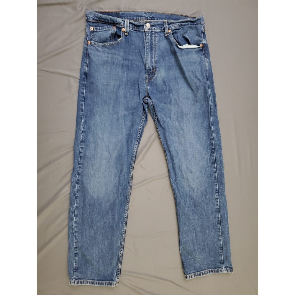 Levis 505 Regular Fit Jeans Mens 36x30 Medium Wash Blue Stretch Denim